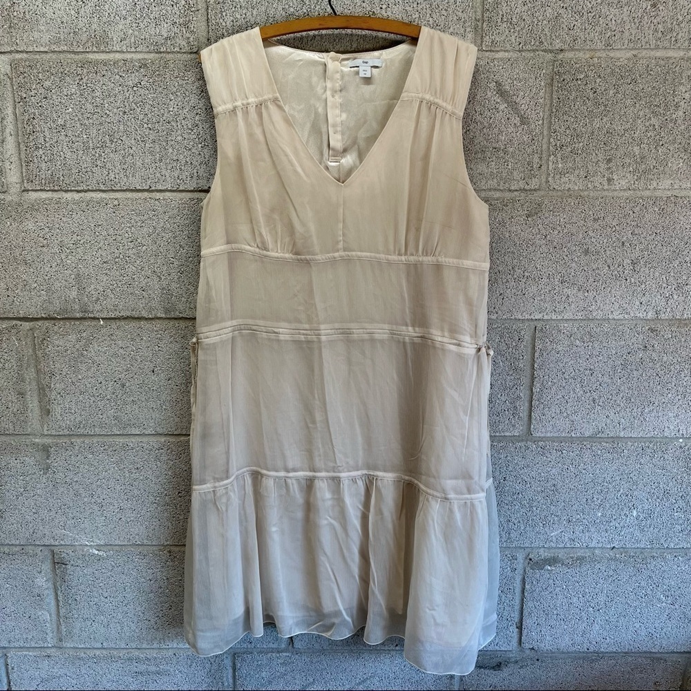 Gap Ivory Tiered Drawstring Dress